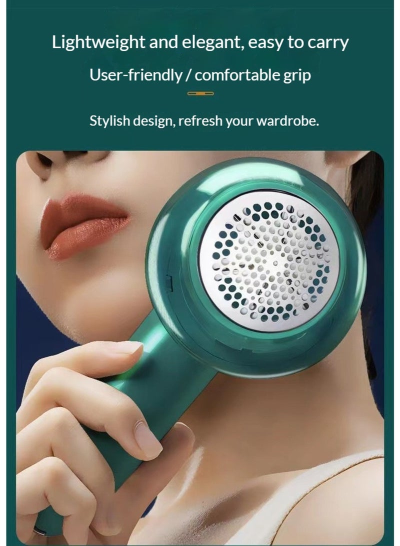 CHIGO Lint Remover,Fabric Shaver, For Clothing Furniture Carpet Lint Balls Bobbles, Includes Cleaning Machine Brush And A Usb Cable, Green - Image 4